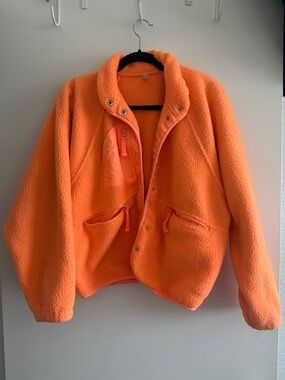 Free People FP Movement Hit The Slopes Neon Orange fleece jacket